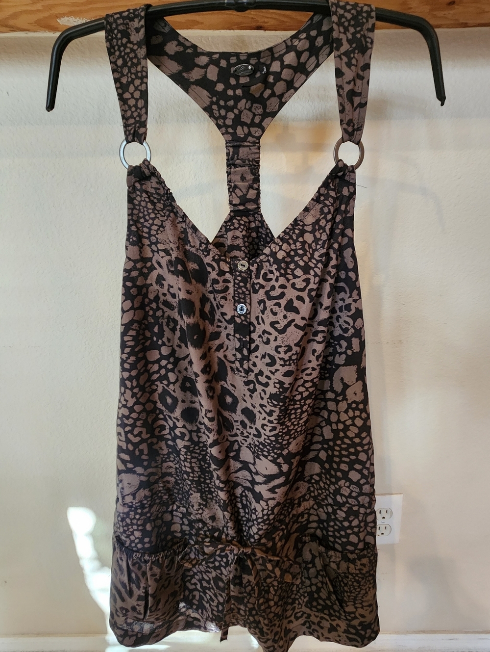 Guess Brand Animal Print Racerback Tank Romper - Brown/Black